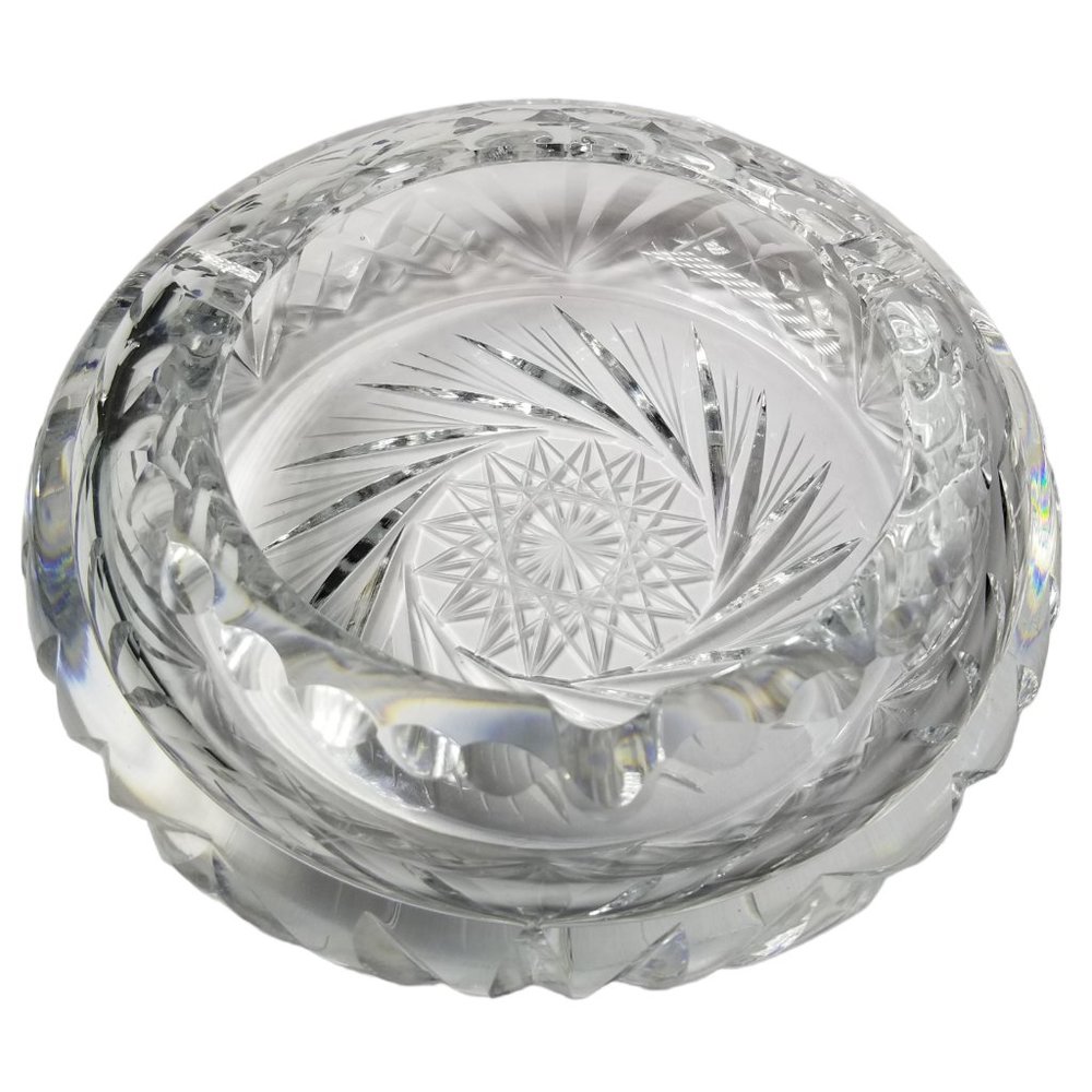 Boeheim Cut Crystal Heavy Ashtray Pinwheel Design RTL Czechoslovakia - Picture 6 of 12